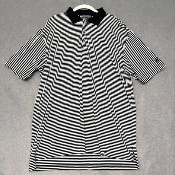 Peter Millar Golf Polo Sz L Summer Comfort Black Competition Stripe Performance - Picture 4 of 10